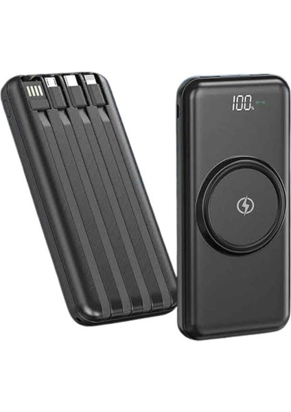 Kablosuz Çoklu Şarj Girişli 10.000 Mah Kablolu Powerbank Taşınabilir modelleri