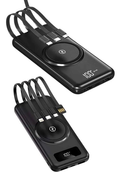 Kablosuz Çoklu Şarj Girişli 10.000 Mah Kablolu Powerbank Taşınabilir indirimleri