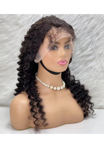 Gerçek Front Lace Tül Peruk / Derin Dalgalı / Doğal 65/70CM fırsatları