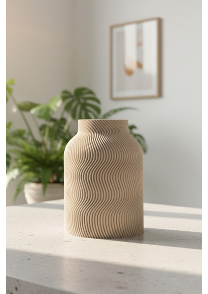 Luna Çizgili Bej 12CM Vazo fırsatları