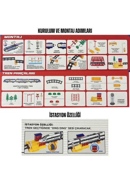 Oyuncak Pilli Uzaktan Kumandalı 49 Parça Manyetik Tren Seti Vagonlar Mıknatıs Ile Bağlanır Sesli ve Işıklı 264 cm Ray Uzunluğu modelleri