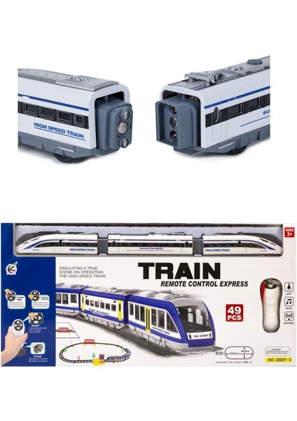 Oyuncak Pilli Uzaktan Kumandalı 49 Parça Manyetik Tren Seti Vagonlar Mıknatıs Ile Bağlanır Sesli ve Işıklı 264 cm Ray Uzunluğu