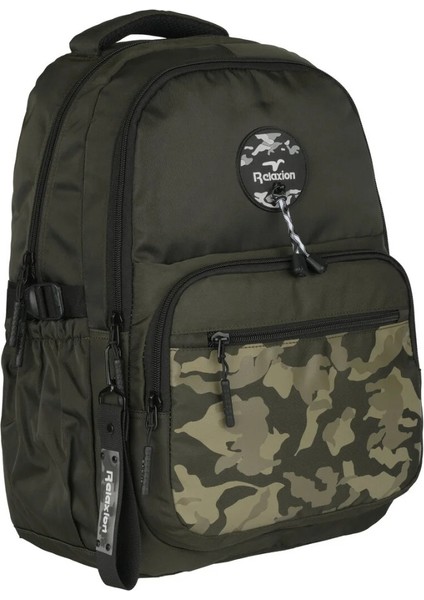 Yeşil Ortaokul Lise Sırt Çantası Suya Dayanıklı Kamuflaj Desenli 2140