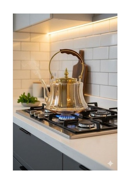 Ahşap Saplı Isıya Dayanıklı Borosilikat Amber Cam Demlik – 1200 ml Süzgeçli Cam Demlik fırsatları