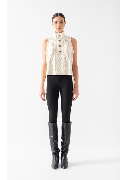 Dionigia Dik Yaka Yarım Pat Düğmeli Ön Örme Arka Nubuk Triko Taş fiyatları