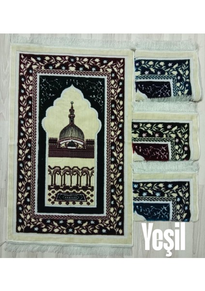 Islami Kubbe Motif Akrilik Polyester Kadife Desenli Namazlık Seccade (110X70)CM 700 gr