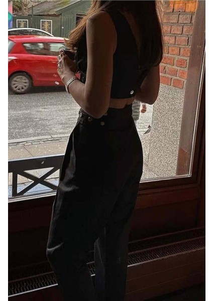 Kadın Double Krep Kumaş Düğme Aksesuar Detaylı Takım fırsatları