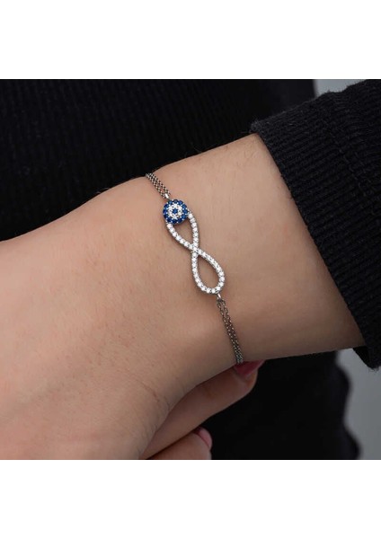 Gümüş Nazarlı Sonsuzluk Kadın Bileklik fiyatları