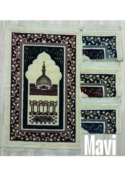 Islami Kubbe Motif Akrilik Polyester Kadife Desenli Namazlık Seccade (110X70)CM 700 gr