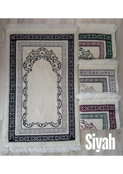 Bitkisel Süsleme Motifi Içeren Geometrik Çerçeve Akrilik Polyester Kadife Desenli Namazlık Seccade (110X70)CM 700 gr