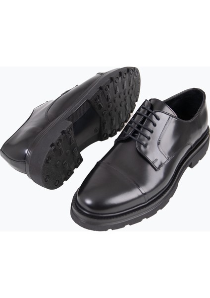 Erkek Klasik Ayakkabı Bağcıklı Eva Yüksek Rahat Taban Hakiki Deri Siyah Açma modelleri