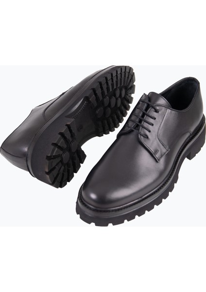 Erkek Klasik Ayakkabı Bağcıklı Eva Yüksek Rahat Taban Hakiki Deri Siyah modelleri