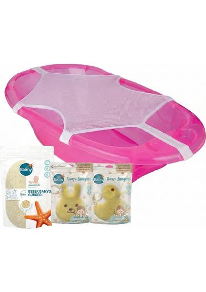 Bebek Banyo Bakım Seti / 3 Adet Tahriş Karşıtı Sünger - 1 Adet Bebek Banyo Küvet Filesi fiyatları