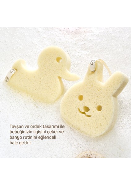 Bebek Banyo Bakım Seti / 3 Adet Tahriş Karşıtı Sünger - 1 Adet Bebek Banyo Küvet Filesi fırsatları