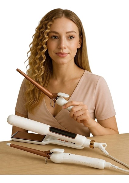 Düzleştirici ve Şekillendirici 2'li Seramik Saç Aleti, Isı Ayarlı Profesyonel