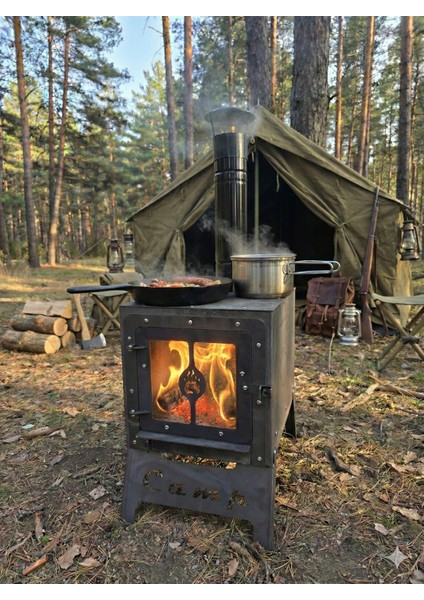 Katlanır Portatif Kamp ve Çadır Sobası - Mini Odun Sobası (Tam Set - Borular Dahil) fiyatları
