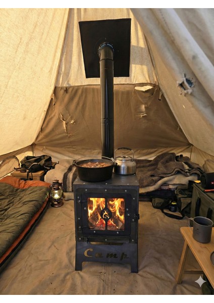 Katlanır Portatif Kamp ve Çadır Sobası - Mini Odun Sobası (Tam Set - Borular Dahil) modelleri