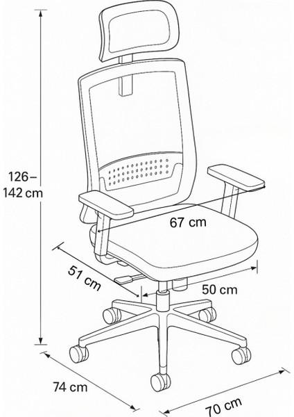 Dynamic Fileli Ergonomik Çalışma Koltuğu – Ayarlanabilir Kollar Başlık Bel Desteği - Siyah