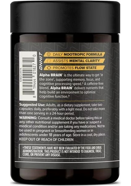 Onnit Alpha Brain Daily Cognitive Support 78 Kapsül modelleri