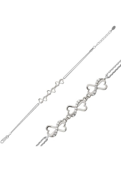 Gümüş Kalpli Sonsuzluk Bileklik