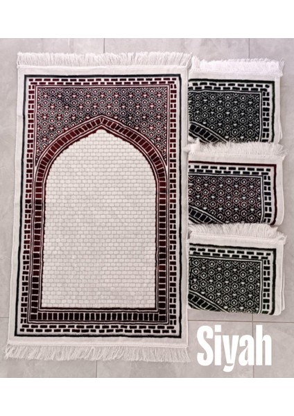 Tuğla Ile Süslenmiş Mihrap Motif Akrilik Polyester Kadife Desenli Namazlık Seccade (110X70)CM 700 gr