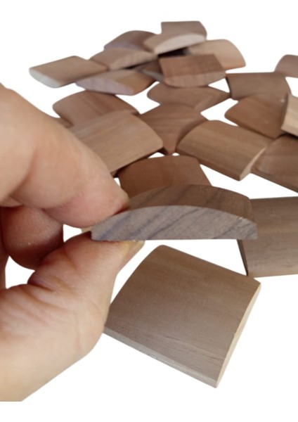 Ahşap ceviz Tasarım Parçalar 4x4 cm 100 Adet Oval Üst Düz Alt fiyatları