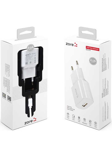 ​tekno Grup Zore Metro Serisi ZR-TC01 Micro 2 In 1 Şarj Seti - Beyaz