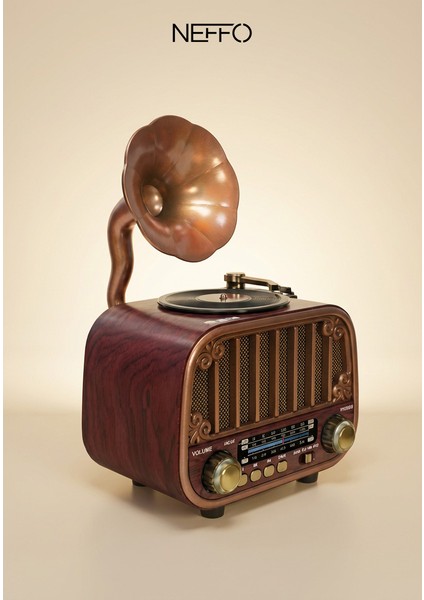 Nostaljik Gramofon Tasarımlı Bluetooth Hoparlör & Plak Çalar Görünümlü Radyo fiyatları