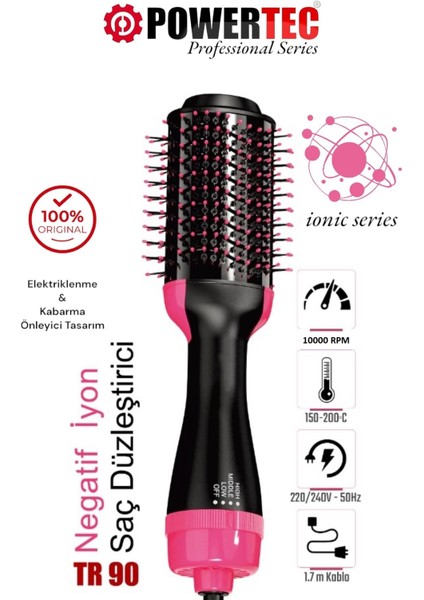 Iyon Özelliğiyle Profesyonel Saç Şekillendirici ve Düzleştirici Fön Tarağı