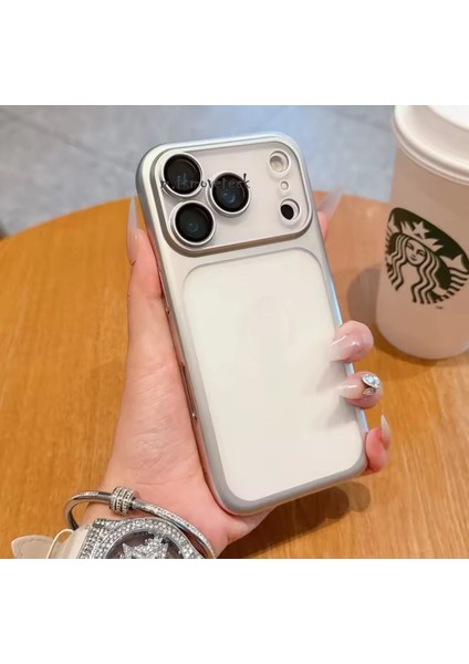 iPhone 17 Pro Max Kılıf Tam Kamera Korumalı Metalik Parlak Renkli Kenarlı Yumuşak Lensli Silikon Arkası Şeffaf Kapak