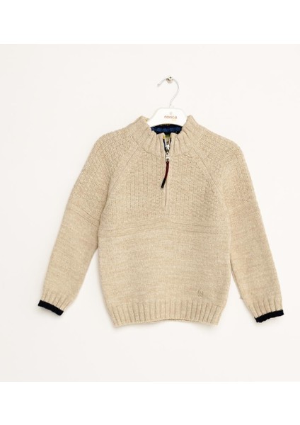 Erkek Çocuk Yarım Fermuarlı Triko Kazak 6-16 Yaş
