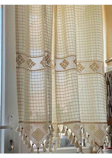 El Dantelli Monika Perde %100 Pamuklu Otantik Dokuma Güneşlik Perdesi modelleri