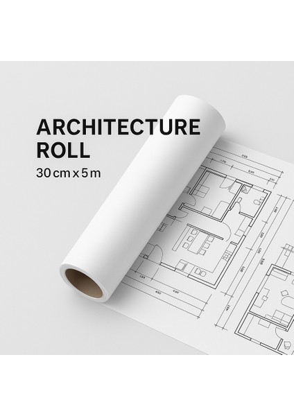 Mimarlık ve Mühendislik Öğrencileri Için Beyaz Teknik Çizim Kağıdı Rulosu 30 cm x 5 M – Proje, Autocad, Eskiz, Tasarım, Modelleme, Atölye ve Maket Çalışmaları Için Profesyonel Çizim Rulosu