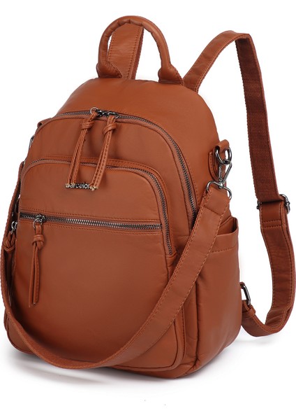 Barcelona Orta Boy Çok Cepli Omuz Askılı Spor ve Günlük Kadın Sırt Çantası Taba fiyatları