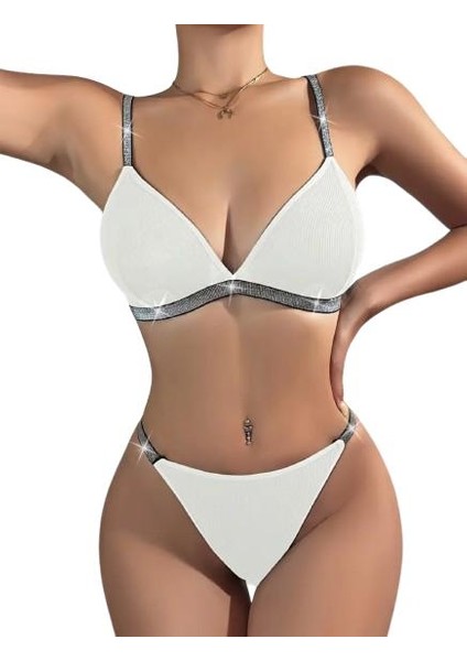 Şık İç Çamaşırı Takımı, Dikişsiz Parıltılı Askılı Kamisol Sütyen ve İç Çamaşırı, Kadın İç Giyim modelleri