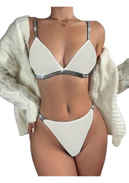 Şık İç Çamaşırı Takımı, Dikişsiz Parıltılı Askılı Kamisol Sütyen ve İç Çamaşırı, Kadın İç Giyim fırsatları