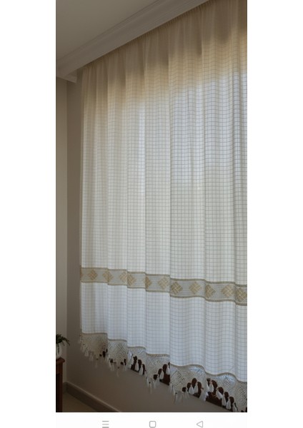 El Dantelli Monika Perde %100 Pamuklu Otantik Dokuma Güneşlik Perdesi