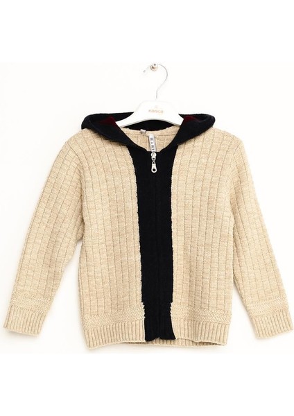 Erkek Çocuk Kapşonlu Fermuarlı Triko Hırka 1-5 Yaş