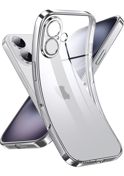 iPhone 17 Kılıf Tam Kamera Lens Koruyucu Metalik Parlak Renkli Kenarlı Yumuşak Silikon Lensli Kapak Arkası Şeffaf Kapak