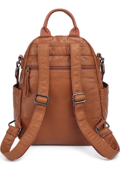 Barcelona Orta Boy Çok Cepli Omuz Askılı Spor ve Günlük Kadın Sırt Çantası Taba modelleri