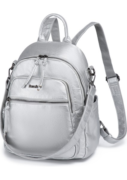 Barcelona Orta Boy Çok Cepli Omuz Askılı Spor ve Günlük Kadın Sırt Çantası Platin fiyatları
