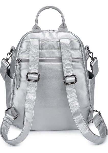 Barcelona Orta Boy Çok Cepli Omuz Askılı Spor ve Günlük Kadın Sırt Çantası Platin modelleri