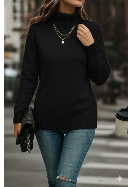 Kadın Uzun Kollu Balıkçı Yaka Triko Bluz