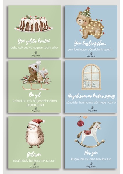 6'lı Yılbaşı Motto Kartı Seti/ Kartpostal