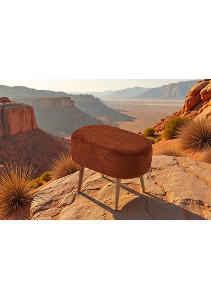 Teddy Ahşap Ayaklı Oval Puf – Makyaj Masası Pufu - Dekoratif Ayak Uzatma Pufu - Orta Sehpa Pufu fiyatları