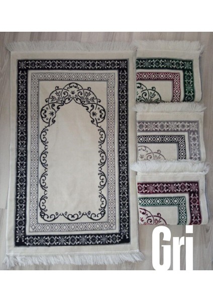 Bitkisel Süsleme Motifi Içeren Geometrik Çerçeve Akrilik Polyester Kadife Desenli Namazlık Seccade (110X70)CM 700 gr
