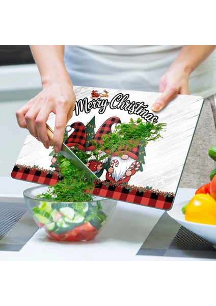 Cam Kesme Tahtası ve Sunumluk Yılbaşı Gnome Cüce Desenli 30 x 40 cm indirimleri