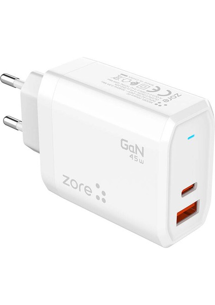 ​tekno Grup Zore Always-02 Gan Tech Type-C Pd4.0 Usb-A Qc3.0 Hızlı Şarj Özellikli Seyahat Şarj Başlığı 45W - Bey fiyatları
