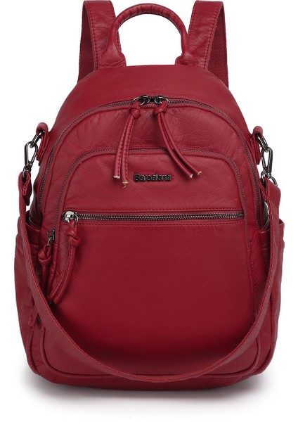 Barcelona Orta Boy Çok Cepli Omuz Askılı Spor ve Günlük Kadın Sırt Çantası Bordo