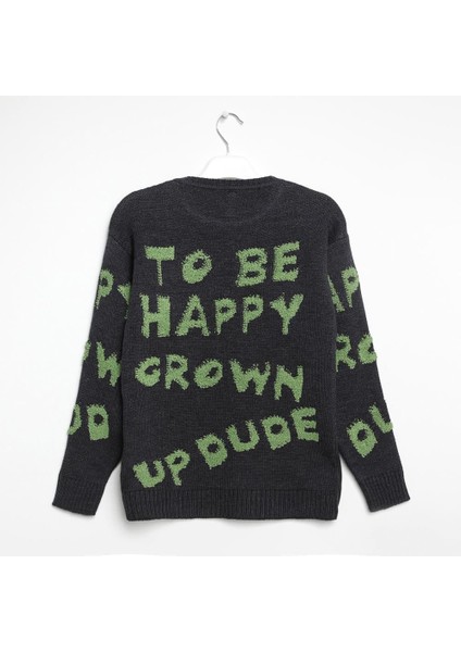 Kız Çocuk Yazılı Triko Uzun Kazak 6-16 Yaş - 422400 fiyatları